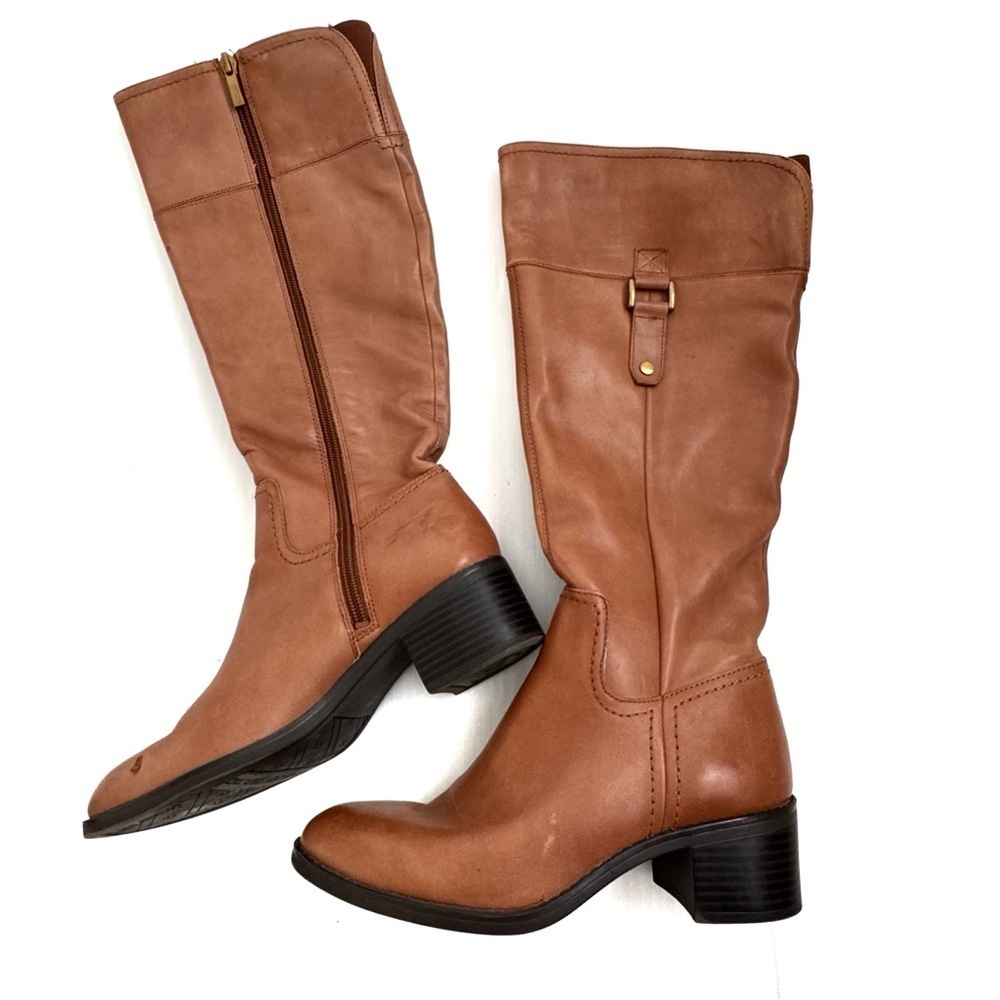 Franco Sarto Lizabeth Tan Leather Heeled Boots size 6.5